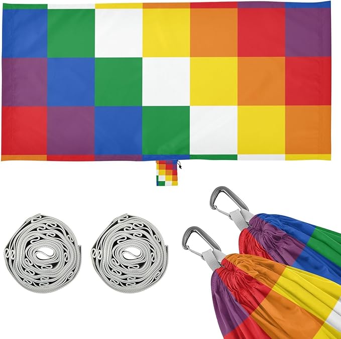 Checker Colorful 330lb Capacity Camping Hammocks Indoor Hammock for Patio Backyard Lounge Base hamaca inflable para Piscina