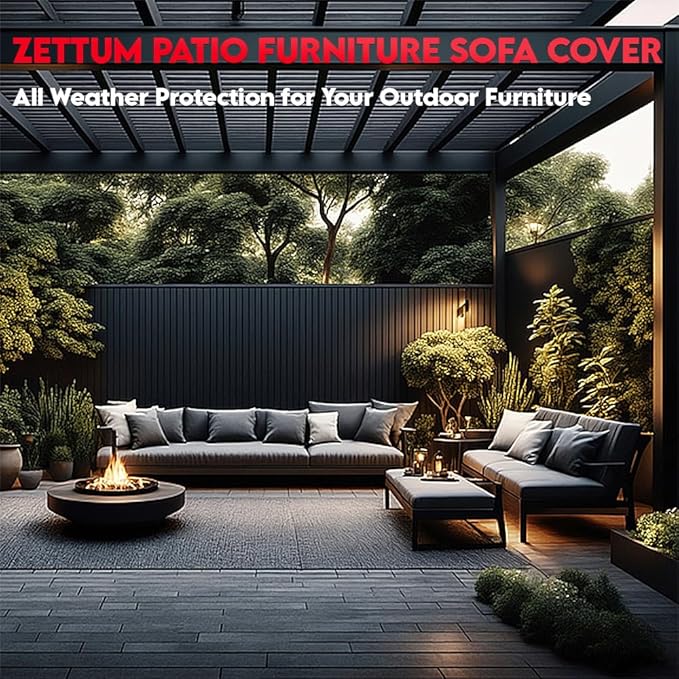 Zettum Patio Loveseat Cover 66 Inch - 600D Outdoor Couch Sofa Cover Waterproof Heavy Duty, 2-Seater Lawn Furniture Covers for Outside Sofa, Loveseat, Couch, Bench and Glider - 66 x 34 x 32 Inch