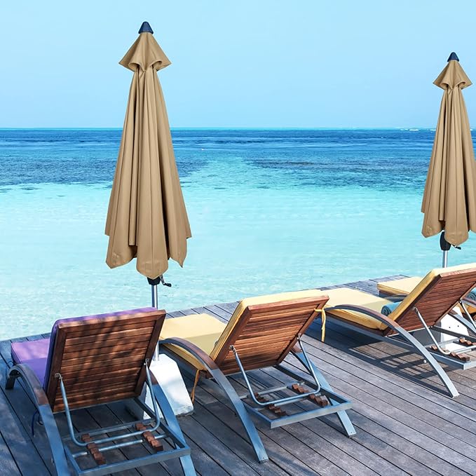 belupai 10ft Patio Umbrella Replacement Canopy, 8 Ribs Canopy Replacement Water Resistant Patio Canopy Outdoor Table Market Yard Umbrella Top Outdoor Umbrella Canopy for 56-58in Ribs (Canopy Only)(Tan,8 Ribs)