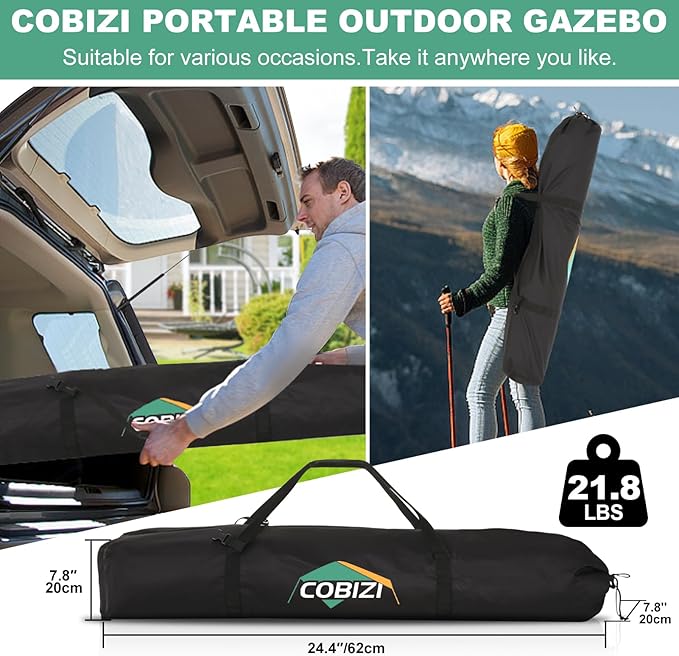 COBIZI 10x10 FT Pop up Gazebo, Popup Canopy Tent, Screened in Gazebos, Waterproof Portable Outdoor Small Screen Tents Sun Shelter,carpas para Patio for Camping, Garden and Backyard,Brown
