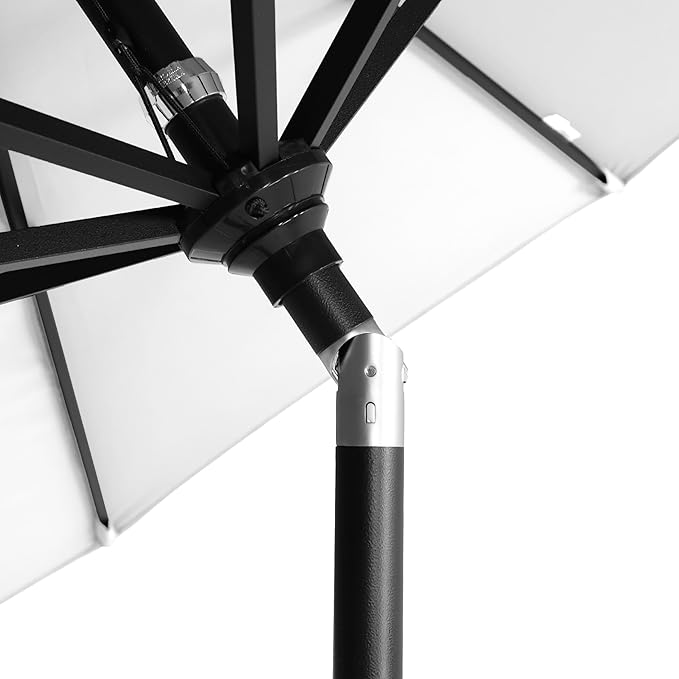 California Umbrella 5-Year-Non-Fading, 9Ft Premium Patio Umbrella, Hand-Crank, Button-Tilt, Black Frame, Solution Dyed White Fabric