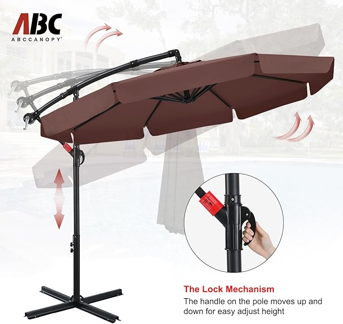 ABCCANOPY Premium Cantilever Patio Umbrellas 9FT (Brown)