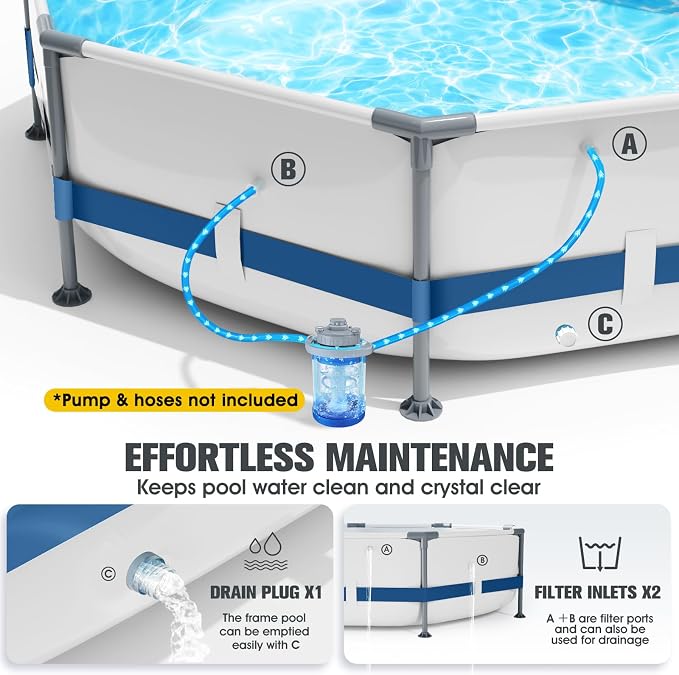 Above Ground Pool,10ft x 30in Frame Deep Swimming Pool,Round Family Pool,Large Above Ground Pool Easy Set,1200 Gallon Pool,Outdoor Backyard Pool for Kids,Adults-Deep Blue,Pump Not Included