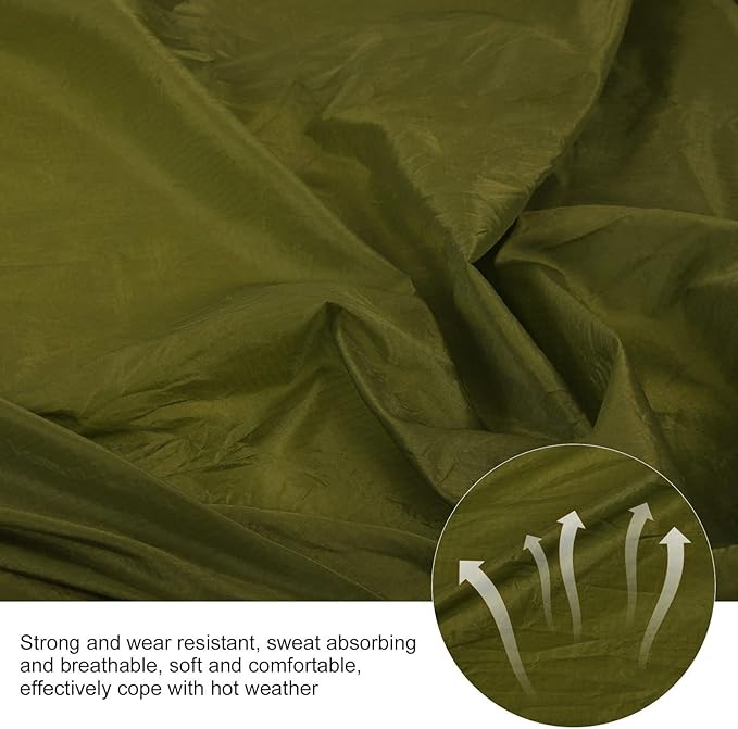 Portable Parachute Camping Hammock, Lightweight Outdoor Hammock with Aluminum Snap Hooks and Storage Bag for Hiking, Travel, and Picnics, 200kg Load Capacity (OD Green)