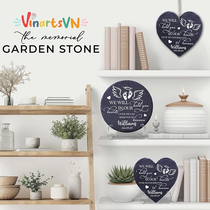 Personalized Miscarriage Garden Stone for Loss of Baby, Miscarriage Sympathy Gifts for Mothers, Weatherproof Natural Slate Stone for Infant Loss Remembrance, Memorial Grave Marker Plaque
