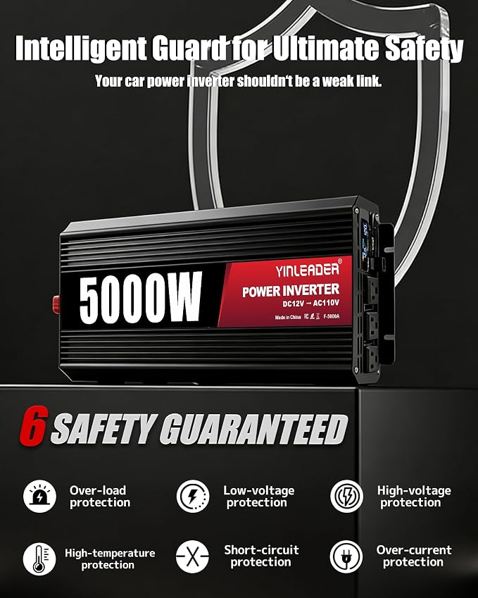 4000 Watt Power Inverter 12V to 110V/120V Converter Peak Power 8000W with 3 AC Outlets,1 USB Port, Remote Controller & LCD Screen DC to AC Inverter for RV Camping Off-Grid Solar Inverter Systems