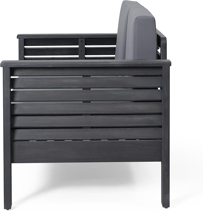 Merax Outdoor Acacia Wood Loveseat and Coffee Table Patio Conversation Set with Cushions