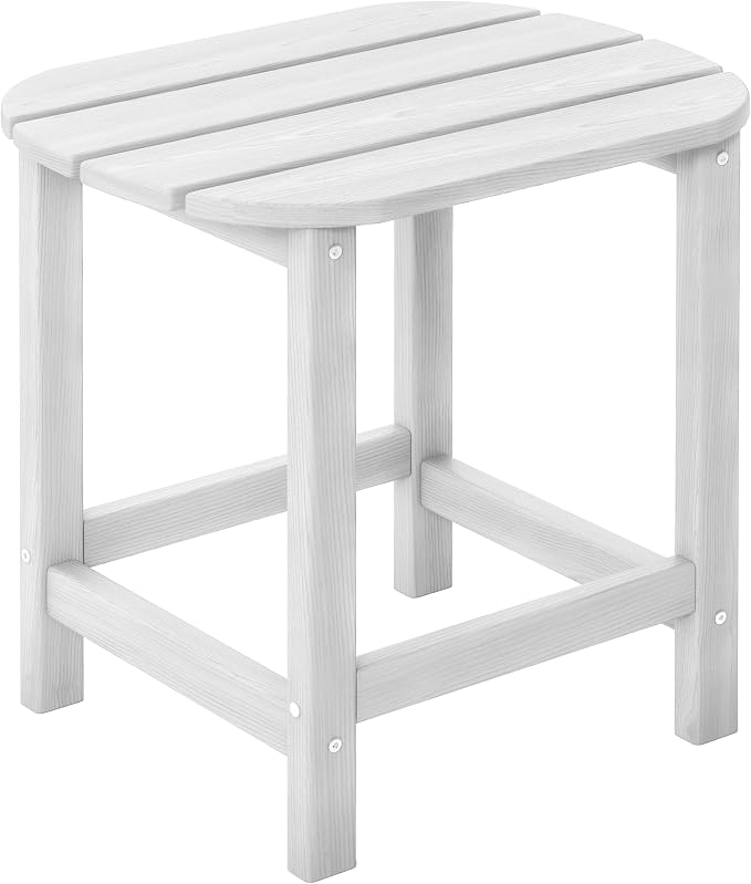 Outdoor 18" HDPE Side Table for Patio Porch Pool, Weather Resistant Standard End Table for Backyard and Indoor, Easy Maintenance & Indoor Outdoor Durable Construction(White)