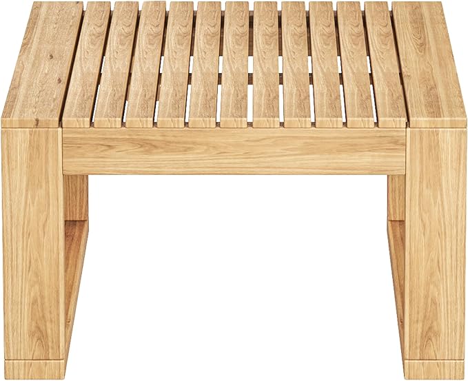 Christopher Knight Home Kayahs 4 Pieces Acacia Wood Furniture Set, Patio Conversation Sofa Chat Set with Coffee Table and Otoman, Outdoor Sofa Chair Set for Garden Porch Backyard Balcony, Teak+Beige