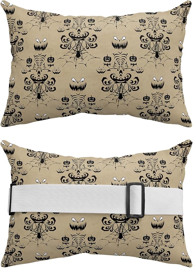 Outdoor Pillows Covers with Inserts Halloween Araneid Vintage Background Waterproof Recliner Pillow with Adjustable Strap Throw Pillows for Patio Furniture Pool Lounge Chair, 11x16 inch, 1PCS