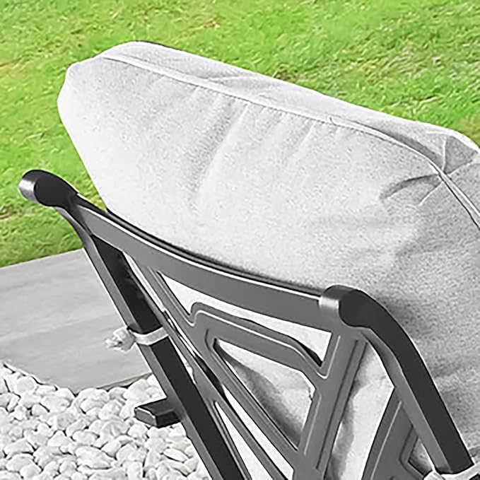 5Pcs Outdoor Patio Furniture Sets Beige Patio Conversation Set Metal Frame Porch Rocking Furniture Sets with Thick Seat/Back Cushions