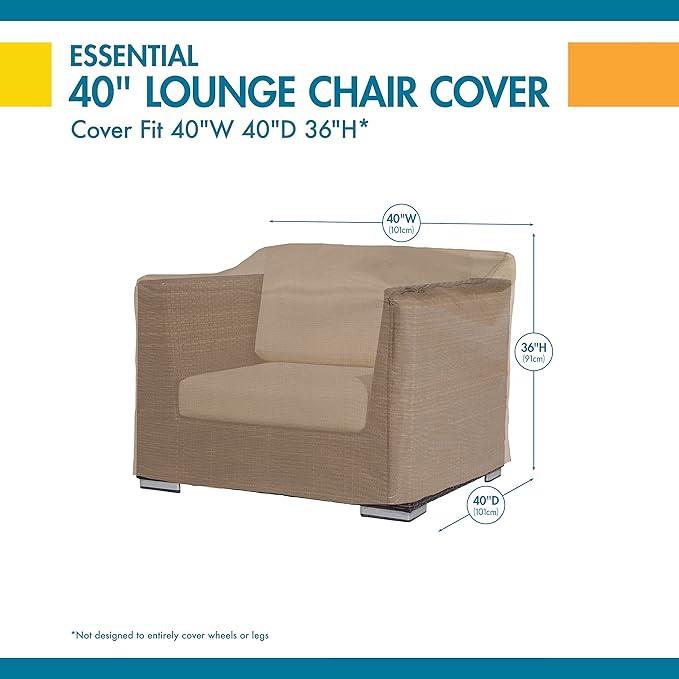 DUCKCOVERS Essential Water-Resistant 40 Inch Patio Lounge Chair Cover, Patio Furniture Covers
