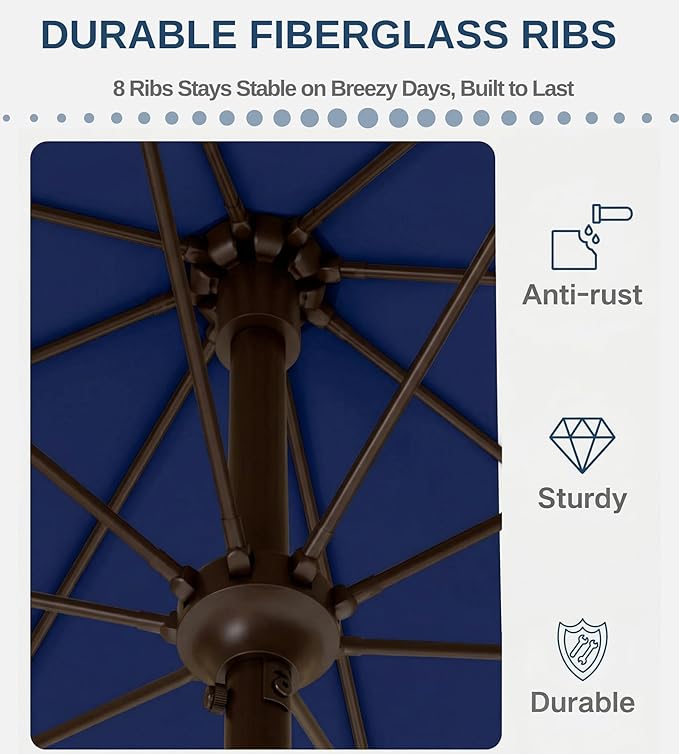 PatioKingdom Auto-Tilt 9FT Patio Umbrella Outdoor with 8 Sturdy Fiberglass Ribs,Market Table Umbrella for Pool,Backyard,Deck and Garden