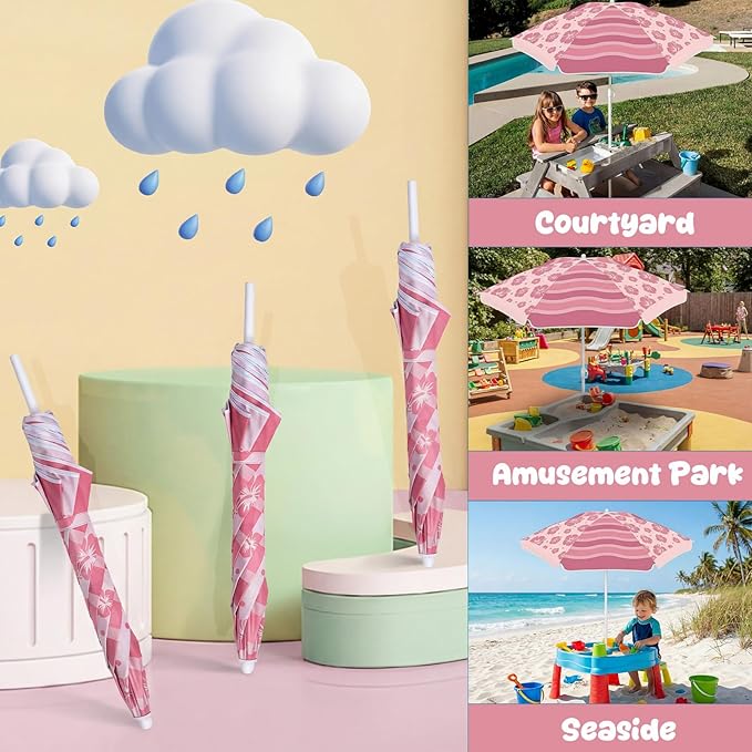 Dansydaisy Beach Umbrella for Water Table, Picnic Table Shade, 47 Inch Replacement Portable Outdoor Umbrella, UV Protection for Sand Play Camping Patio Garden, Tables Not Included