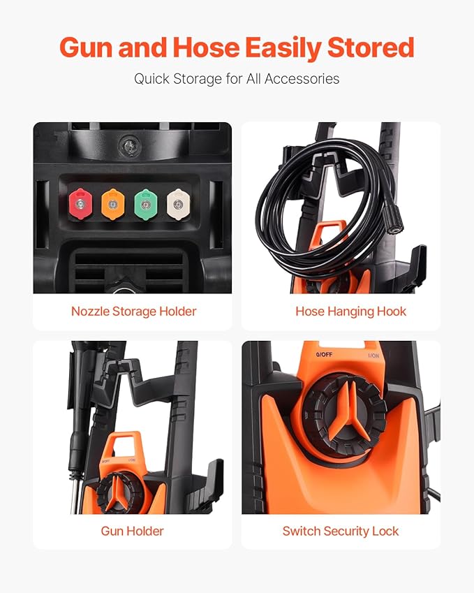 VEVOR Electric Pressure Washer, Max 4500 PSI 3.2 GPM, High-Power Cleaner with Foam Cannon & 4 Nozzles for Driveways, Cars, Fences, Patios, Home Cleaning