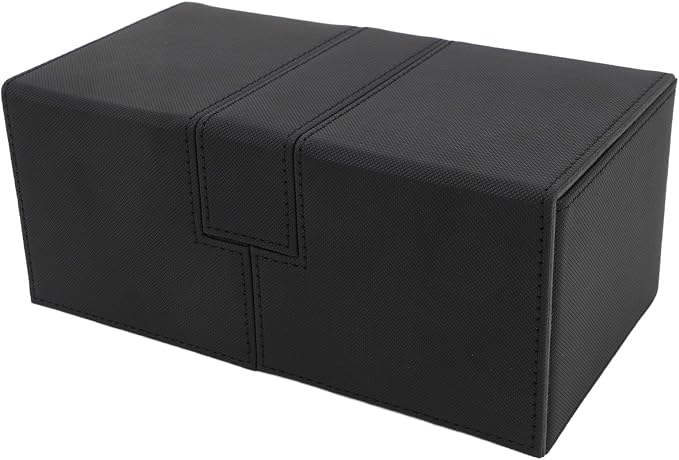 SUNGOOYUE Card Deck Box, PU Leather Game Card Storage Box with 3 Drawers and Magnetic Closure, for Holding Over 200 Cards Sports Cards (Black)