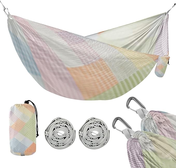 Colored Square with Irregular Lines 330lb Capacity Hammocks with Portabl Carry Bag Backyard Hammock for Outside Patio Garden para ir de Camping