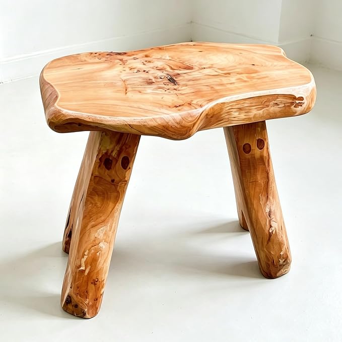Brefhome Solid Cedar Tree Stump Stool, 12.2"H Small Outdoor Wood Side Table | One-of-a-kind, natural cedar wood, no assembly required, 200 lbs load capacity, waterproof coating, for outdoor & inside home