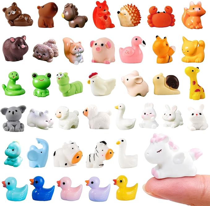 Zerobe Miniature Resin Animal Sets: Tiny Collectible Figurine Bulk Pack (Animal Mix)
