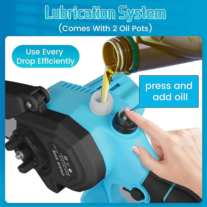 6-Inch Mini Cordless Chainsaw, Battery Powered Hand Held Electric Saw, High Speed Portable Saw for Tree Trimming, Branch Pruning, Wood & Soft Metal Cutting, Automatic Lubrication and Safety Protection