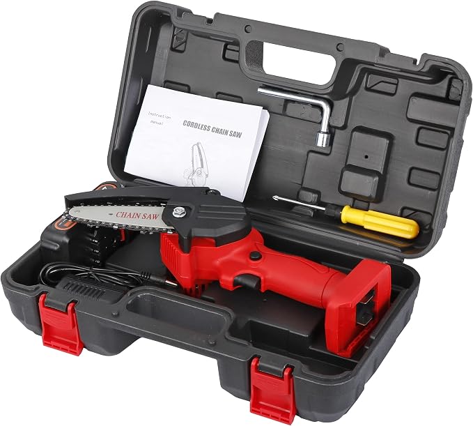 Mini Chainsaw Cordless 4-Inch Electric Power Chain Saws One-Hand Handheld Portable Chainsaws for Tree Branch Wood Cutting