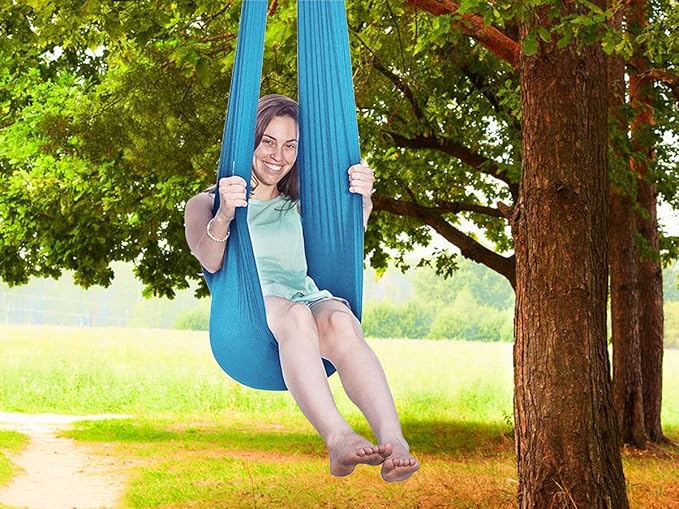 Sensory Swing for adults kids Indoor outdoor Therapy Swing Calming Snuggle Hammock durable soft strong fabric swing Great for Sensory Integration stimulation ( Color : Sky blue , Size : 1.5M x 2.8M )