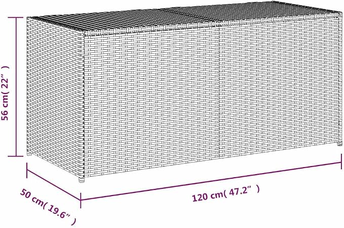 vidaXL Garden Storage Box, Outdoor Cushion Storage Box with Lid, Patio Furniture, Toy Chest, Modern Style, Gray 74.8 Gal Poly Rattan