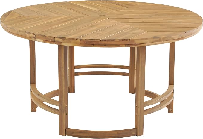 WILLIAMSPACE 5-Piece Acacia Wood Round Outdoor Patio Dining Set with 4 Chair, Light Teak