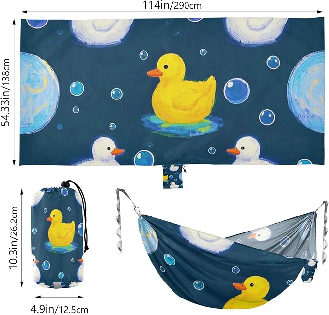 Cartoon Cute Yellow Duck 330lb Capacity Outdoor Hammocks with Portabl Carry Bag Tree Hammock for Outside Patio Backyard Poolside soporte para hamacas para adultos