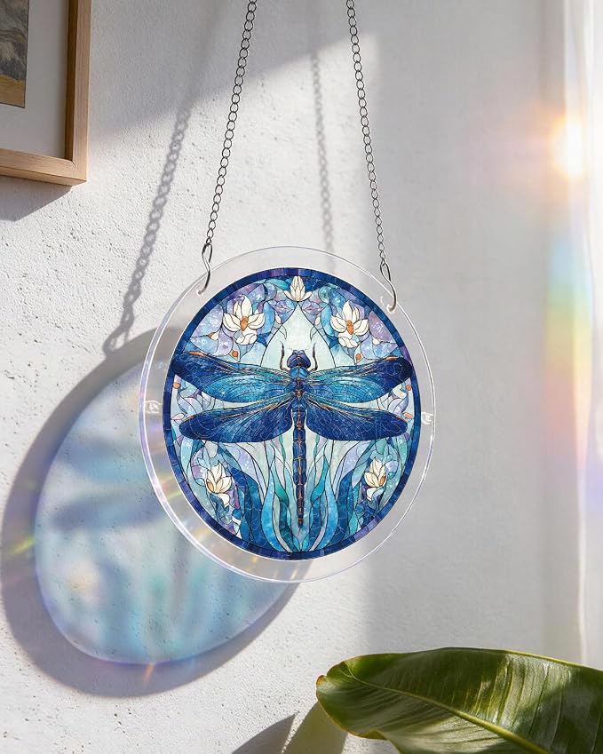 Acrylic Puzzle Suncatcher 83 Pieces, Moonlit Dragonfly Sun Catchers Puzzle, DIY SunCatchers Puzzles Window Hanging, Home & Garden Decor, Gifts for Family and Friends, 7.4 in