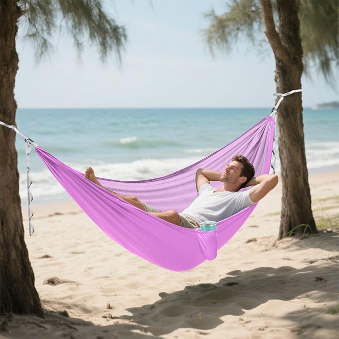 Violet Solid Color Pure Plain Purple 330lb Capacity Outdoor Hammocks with Hanging Rope Rope Hammock for Outside Beach Patio Garden capas para la Lluvia