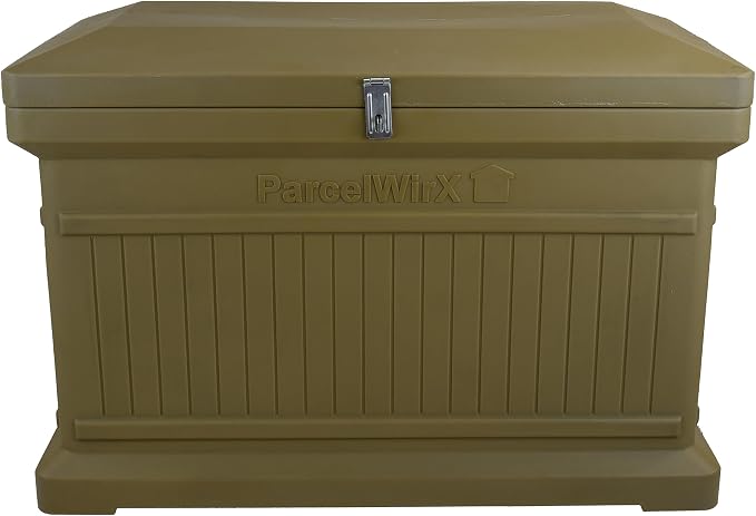 RTS Home Accents ParcelWirx Premium Horizontal Storage Cabinet/Lockable Package Delivery Box with Hinged Lid, Oak