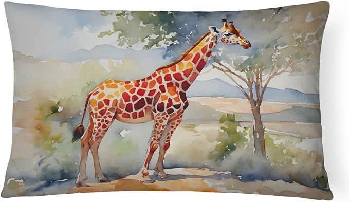 Caroline's Treasures DAC2912PW1216 Giraffe Throw Pillow Machine Washable, Indoor Outdoor Decorative Pillow for Couch, Bed or Patio, 12HX16W
