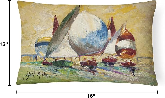 Caroline's Treasures JMK1033PW1216 Bimini Sails Sailboat Canvas Fabric Decorative Pillow Machine Washable, Indoor Outdoor Decorative Pillow for Couch, Bed or Patio, 12HX16W