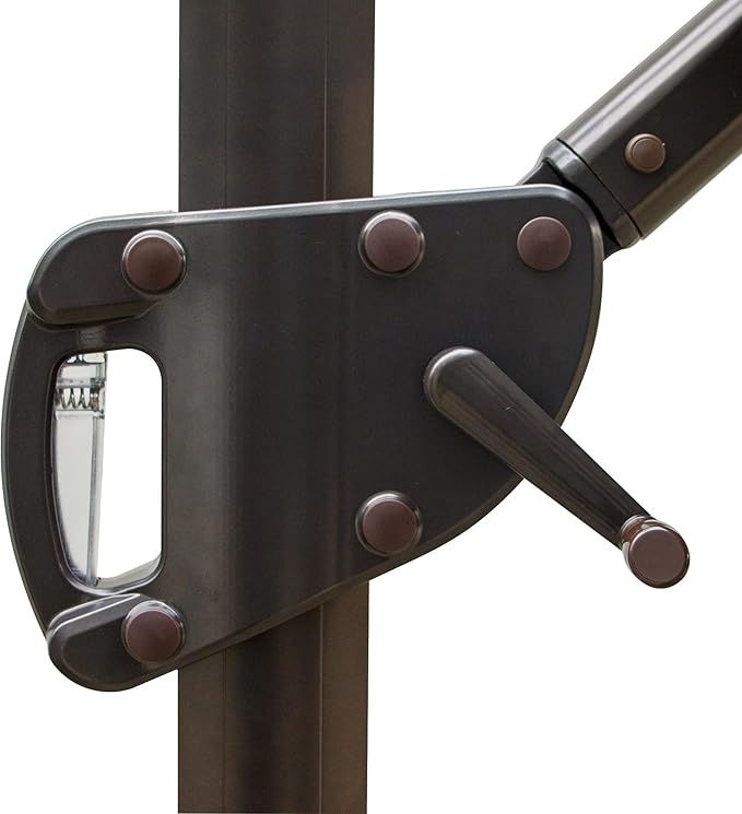 HomeRoots 10' Tan Polyester Square Tilt Cantilever Patio Umbrella with Stand