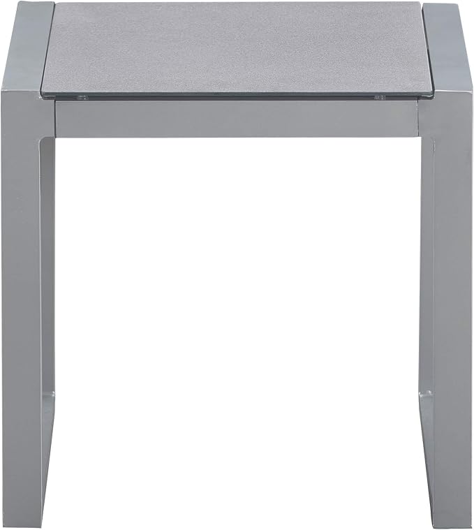 Elle Decor Tropez Mesh Outdoor Patio Furniture Collection with Metal Frame Side Table, Gray