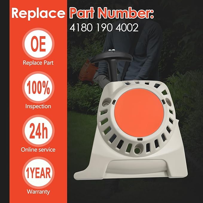Recoil Starter Assembly Fits for Sti-hl FS90 FS91 FS110 FS111 FS130 FS131 KM91 KM131 String Trimmer Pull Starter Assembly Replace 4180 190 4002