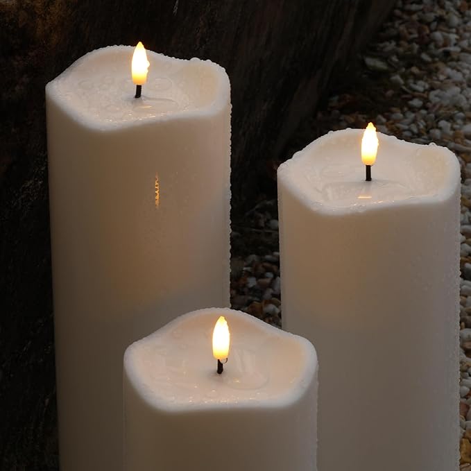 4" x12" Outdoor Flameless Candles Waterproof, Large Battery Operated Candles with Remote, Plastic Flickering Fake Pillar Candles for Garden Patio Porch Home Party, White 1Pack