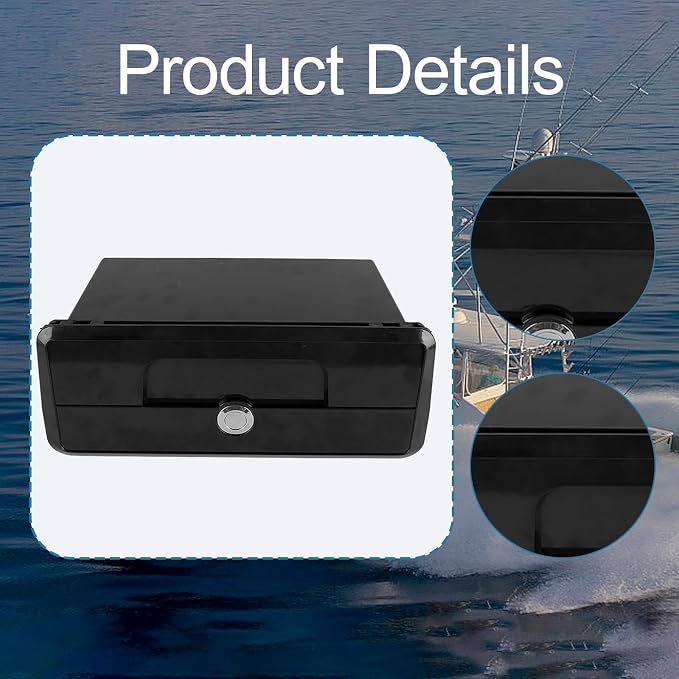 Boat Deck Storage Box Lockable Marine Organizer Embedded Button Lock Lightweight PP Material Suitable for Yacht Boat Fishing Tool Storage, Black