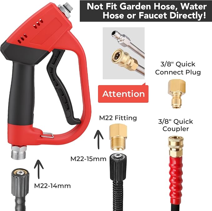 Foam Cannon for Pressure Washer, Dual Connector, 5000PSI Pressure Washer Gun, 2-in-1 Foam and Rinse Tool with 6 Nozzles, 1/4" Quick Connector for Car Truck SUV Washing