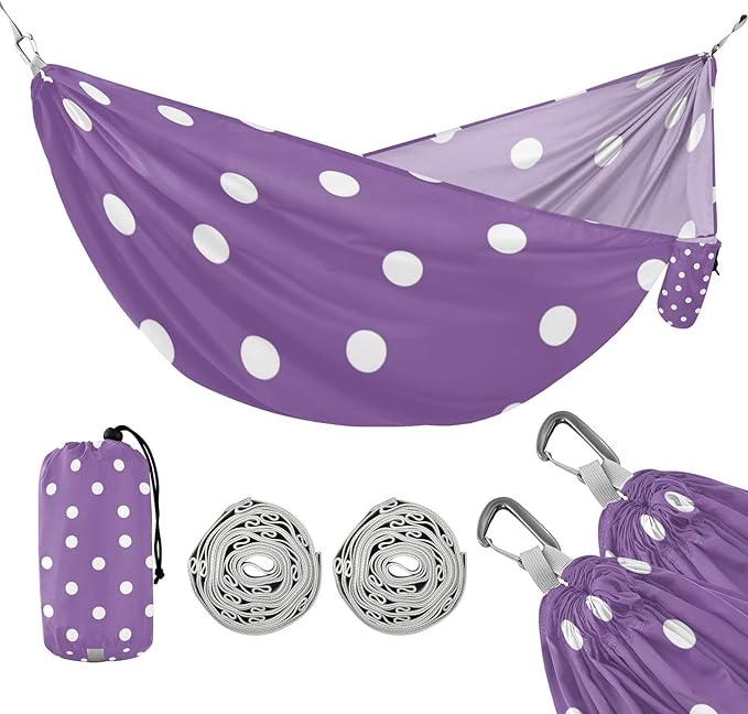 White Irregular Dots 330lb Capacity Outdoor Hammock with Portabl Carry Bag Backyard Hammock for Outside Patio Backyard Poolside amacas para patios con Base de adultos