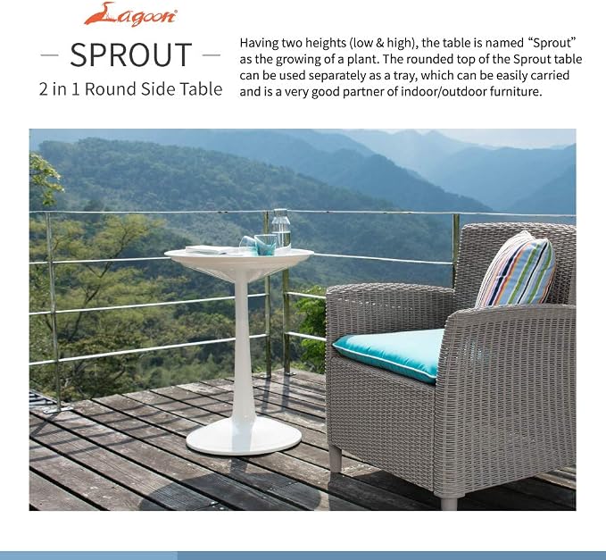 Lagoon Sprout White Round Side Table