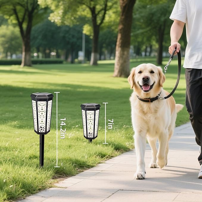 4 Pack Solar Pathway Landscape Lights - RGB Color Changing & Warm White Outdoor Waterproof Solar Yard Lights, 2 Lighting Modes for Garden, Patio, Walkway, Driveway & Sideway