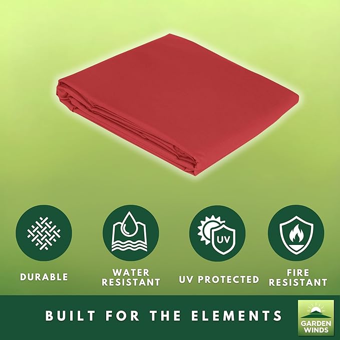 Garden Winds Reinforced Replacement Canopy Top Cover Compatible with The Lowe's Offset YJAF-819R Umbrella - Classic Red, Riplock 350