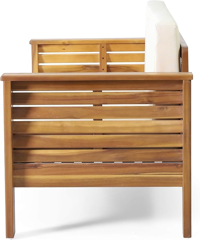Christopher Knight Home Louver Chat Set, Teak + Cream