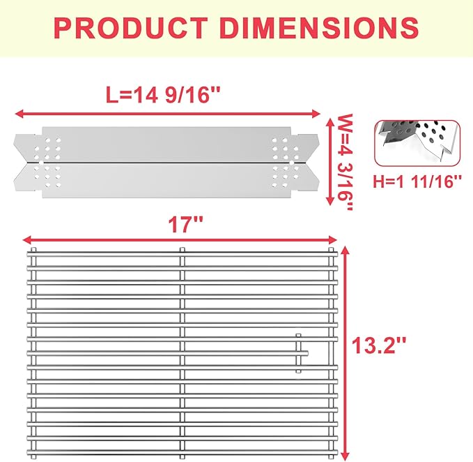 DcYourHome Grill Parts Kit for Nexgrill 5 Burner 720-0888N 720-0888A 720-0888 720-0882D, Grill Grates Heat Plates for Nexgrill 4 Burner 720-0830H 720-0830A 730-0830H 720-0783E Replacement Parts