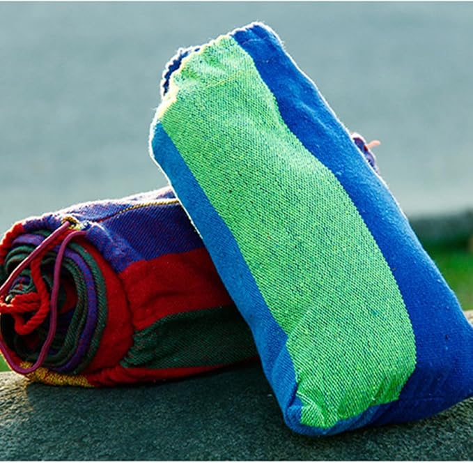 FRCOLOR Striped Canvas Camping Hammock Hanging Chair 190x85cm Portable Outdoor Swing for Garden and Indoor Use European Rainbow Color
