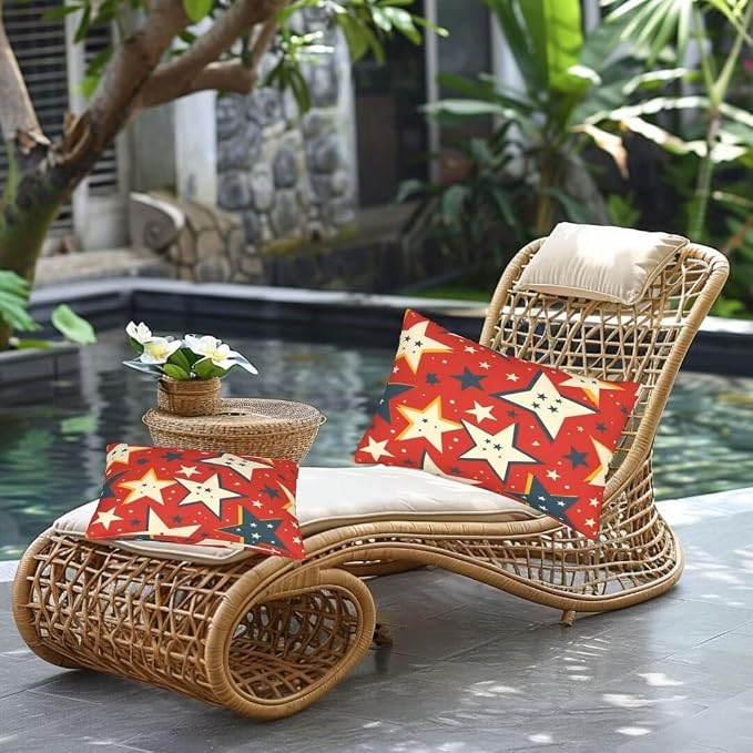 Outdoor Pillows Waterproof Set of 2 Outdoor Pillow Covers 16x24 Inch, Caramel Throw Pillows Stars Pillow Covers, Summer Garden Decorative Pillows Outdoor Pillows for Patio Furniture Home Decor -hs350