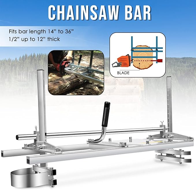 36-inch Portable Chainsaw Mill, Aluminum Steel Planking Milling Bar for Builders and Woodworkers (14"-36")