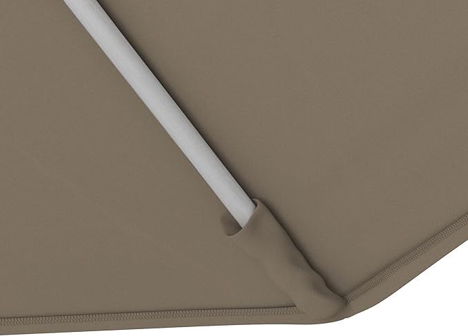 California Umbrella 11Ft Sunbrella Patio Umbrella, Fiberglass Ribs, Hand-Crank, Tilt-Collar, White Frame, Taupe Fabric
